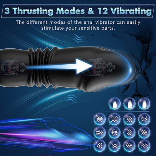 3IN1 Thrusting Anal Vibrator Cherry