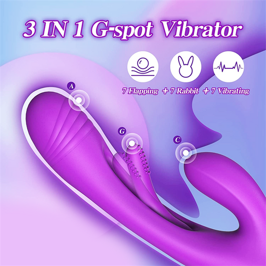 3IN1 Flapping Rabbit Vibrator Purple