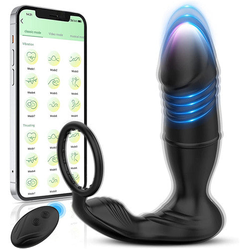 Smart App & Remote Control 9 Thrusting & 9 Vibrating Anal Sex Toy