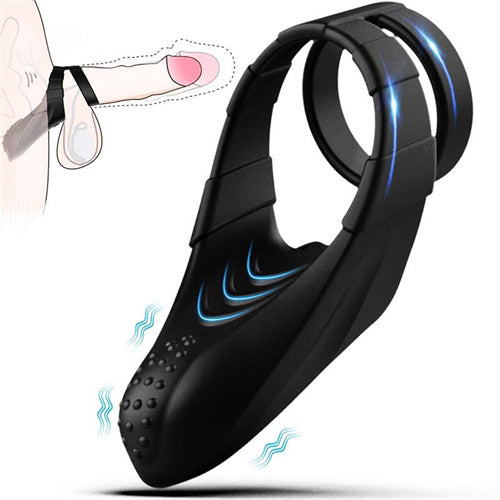 Vibrating Penis Ring with Taint Teaser Blanche