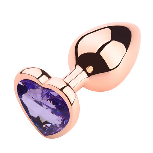 Rose Gloden Color Butt Plug With Light Purple Heart Shaped Jewel