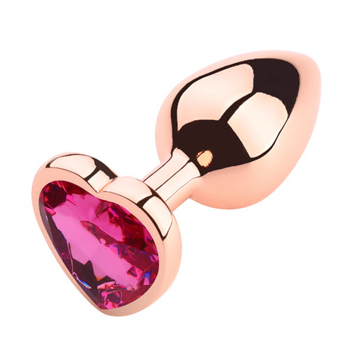 Rose Gloden Color Butt Plug With Rosy Heart Shaped Jewel