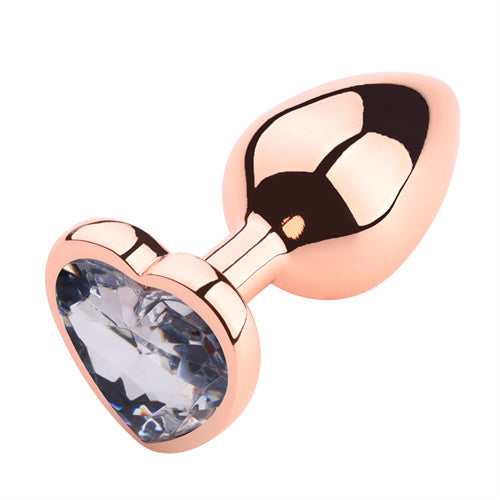 Rose Gloden Color Butt Plug With Sliver Heart Shaped Jewel