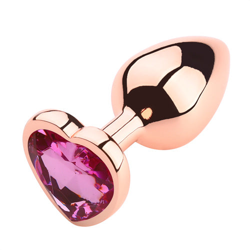 Rose Gloden Color Butt Plug With Pink Heart Shaped Jewel
