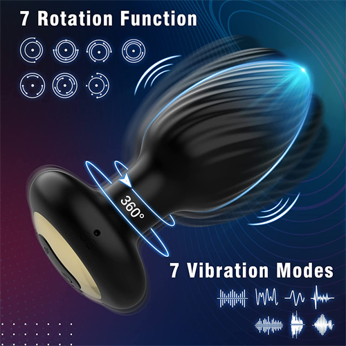 9 Vibration & 9 Rotation  Anal Vibrating Butt Plug
