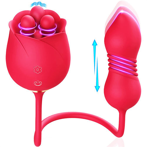 Thrusting Vibrator with Trio of Fondling Nubs Ivy